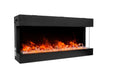 Amantii Tru-View 60" Three Sided Slim Glass Electric Fireplace -60-TRV-slim- Left View Fire Glass Orange Flame