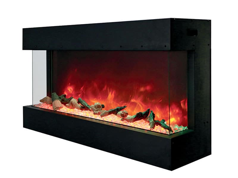 Amantii Tru-View XL Deep 40" Built-In Three Sided Electric Fireplace -40-TRU-VIEW-XL-DEEP- Left View With Logs