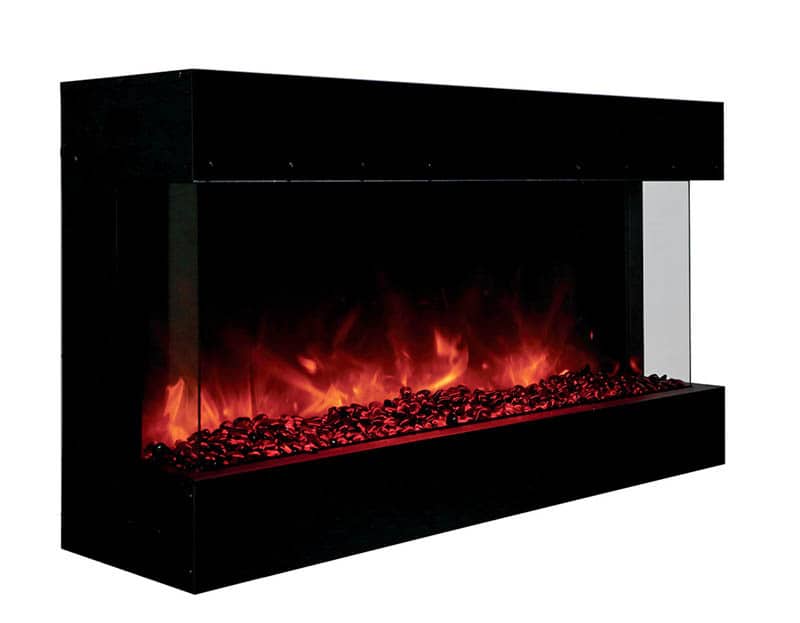 Amantii Tru-View XL Deep 40" Built-In Three Sided Electric Fireplace -40-TRU-VIEW-XL-DEEP- Right View With Charcoal Gray Fire Glass