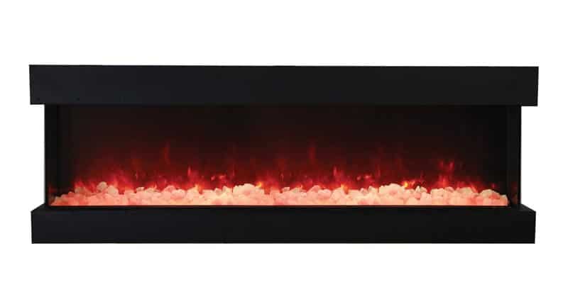 Amantii Tru-View XL Deep 50" Built-In Three Sided Electric Fireplace -50-TRU-VIEW-XL-DEEP- Front View With Vermiculite Red Flame