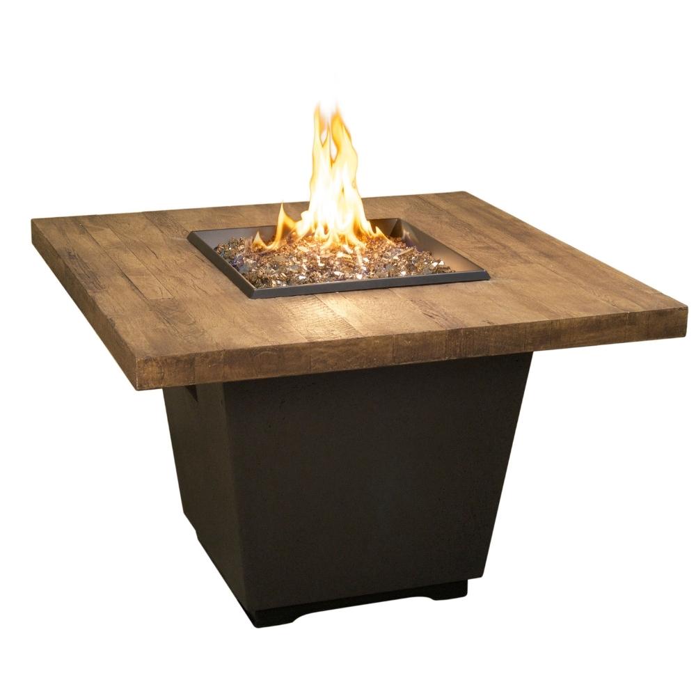 American Fyre Designs Cosmopolitan 36" "Reclaimed Wood" Square Gas Fire Pit Table -640-BA-FO-M2NC- French Oak