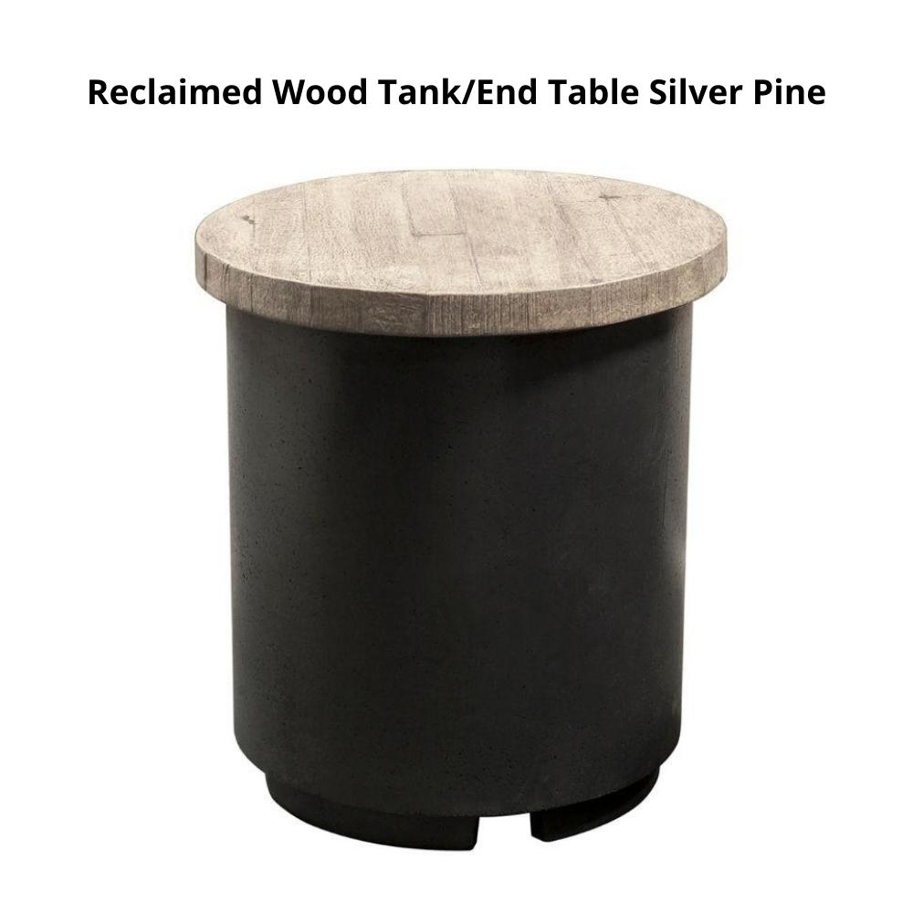American Fyre Designs Marseille 48" Round Concrete Gas Fire Bowl -Reclaimed Wood Tank/End Table Silver Pine