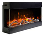 Remii by Amantii 72" BAY-SLIM Series 3 Sided Glass Electric Fireplace- 72-BAY-SLIM- Right View With Birch Log
