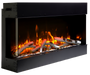 Remii by Amantii 50" BAY-SLIM Series 3 Sided Glass Electric Fireplace-50-BAY-SLIM- Right View With Birch Log