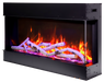 Remii by Amantii 40" BAY-SLIM Series 3 Sided Glass Electric Fireplace- 40-BAY-SLIM- Left View With Birch Log