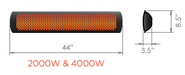 Bromic Tungsten Electric Patio Heater 4000 Watt -Black- Dimensions