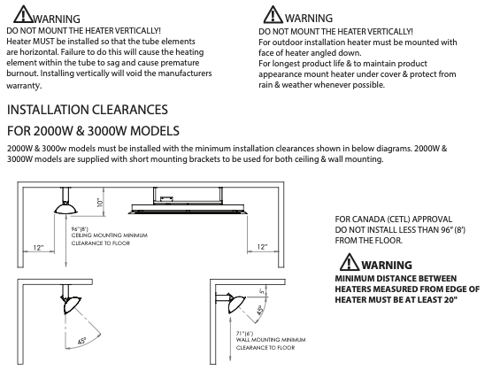 Bromic Tungsten Electric Patio Heater 4000 Watt -White- Installation  Clearance