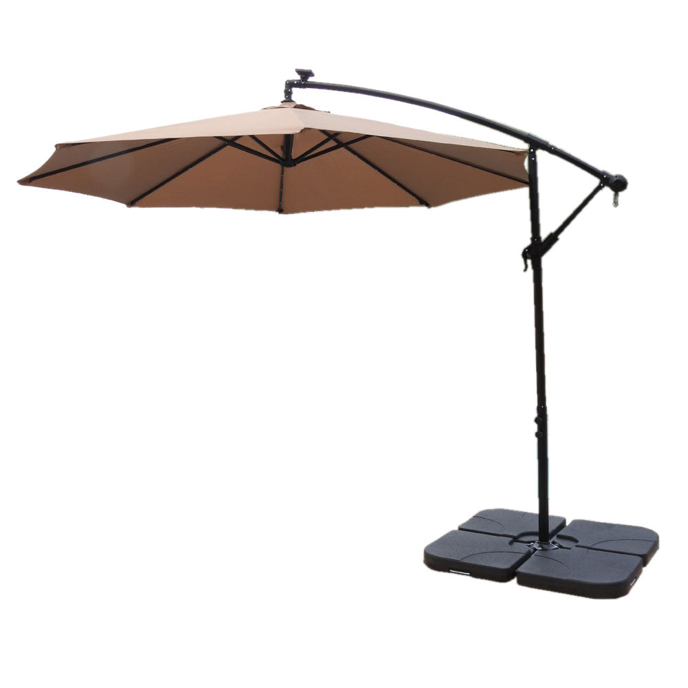 Hiland Cantilever Umbrella with LED Lights - Tan