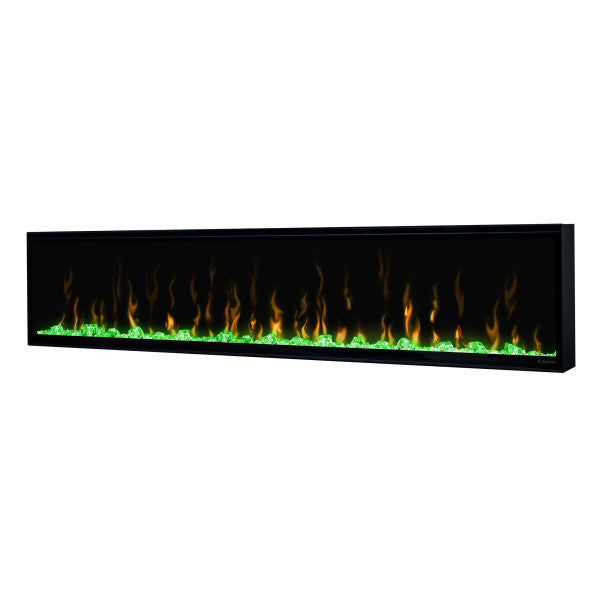 Dimplex 74" IgniteXL Linear Electric Fireplace - X-XLF74 - Left View With Green Reflected Light