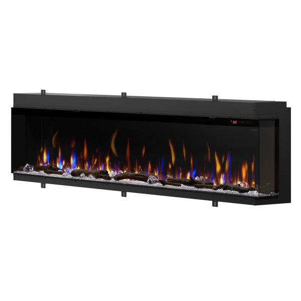 Dimplex IgniteXL Bold 100" Linear Electric Fireplace - X-XLF10017-XD - Left View With Orange and Blue Flames