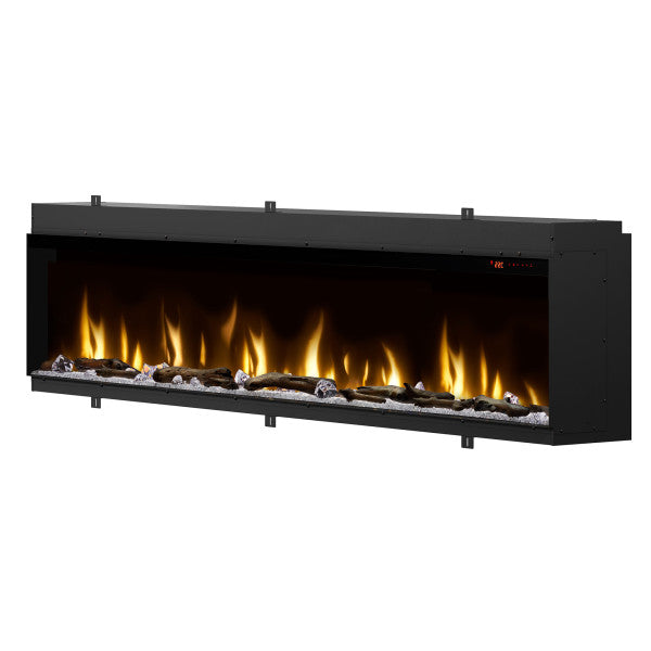 Dimplex IgniteXL Bold 100" Linear Electric Fireplace - X-XLF10017-XD - Left View With Yellow Flame