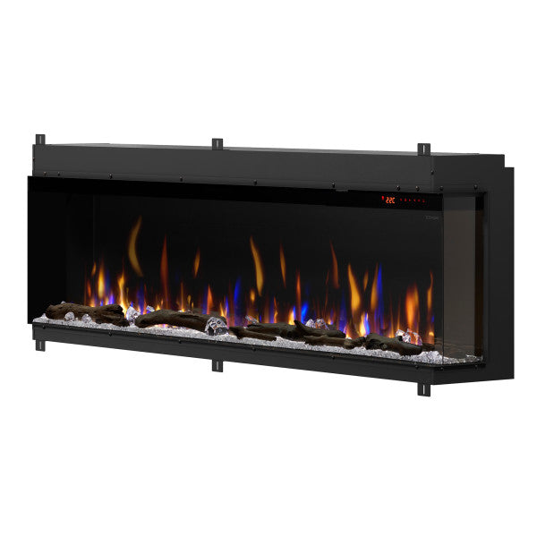 Dimplex IgniteXL Bold 74" Linear Electric Fireplace - X-XLF7417-XD - Side View With Orange and Blue Flames