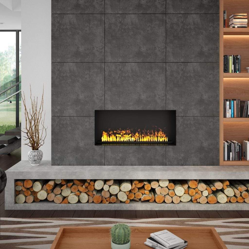 Dimplex Optimyst Pro 1000 Built-In Electric Firebox -X-GBF1000-PRO- Water Vapor Fireplaces - Lifestyle with chopped wood