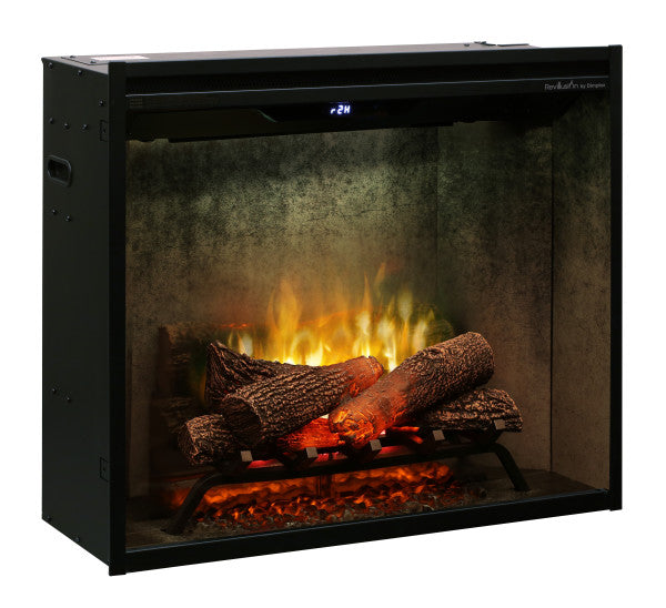 Dimplex Revillusion® 30" Built-In Firebox Weathered Concrete -X-RBF30WC- Right View Red Flame