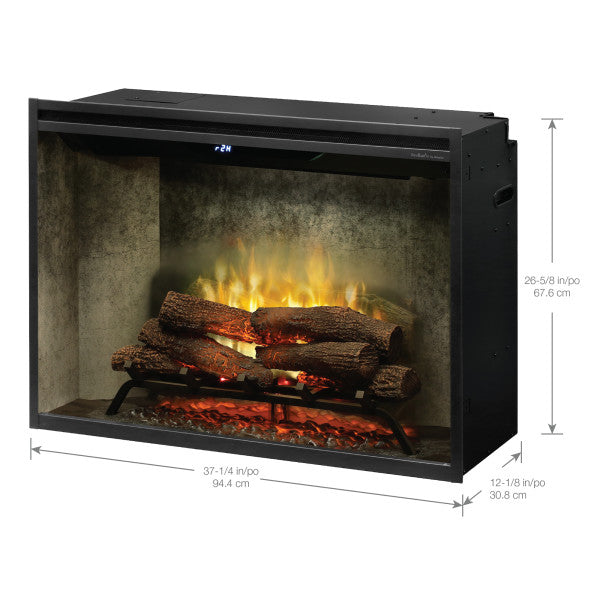 Dimplex Revillusion® 36" Built-In Firebox, Weathered Concrete -X-RBF36WC- Dimensions