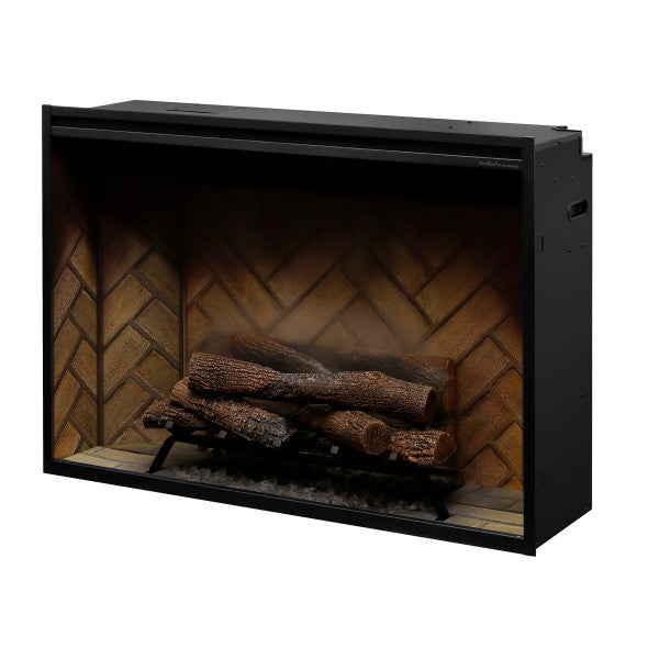 Dimplex Revillusion® 42" Built-In Firebox Herringbone -500002410- Left View With Logs
