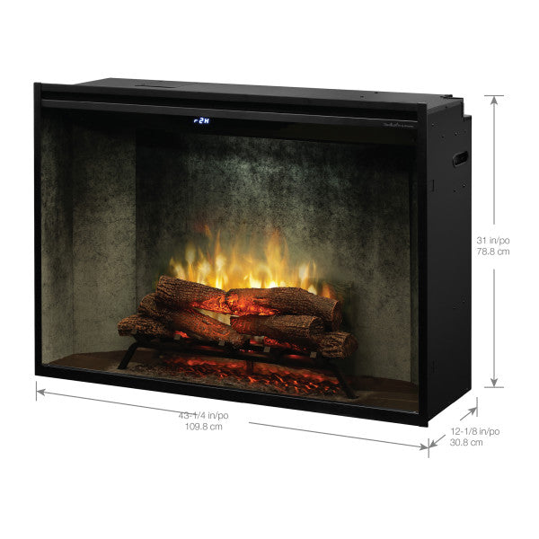 Dimplex Revillusion® 42" Built-In Firebox - Weathered Concrete - X-RBF42WC- Dimensions
