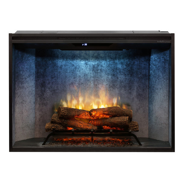 Dimplex Revillusion® 42" Built-In Firebox - Weathered Concrete - X-RBF42WC- Front View With Blue Flame