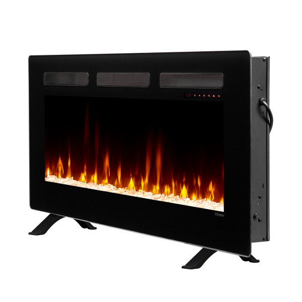 Dimplex Sierra 48" Wall-Mount/Tabletop Linear Electric Fireplace - X-SIL48 - Left View With Rocks Fuel Bed Table Top