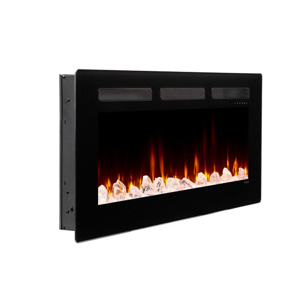 Dimplex Sierra 48" Wall-Mount/Tabletop Linear Electric Fireplace - X-SIL48 - Right View With Glass Fuel Bed Wall Mounted
