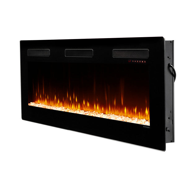 Dimplex Sierra 60" Wall-Mount/Tabletop Linear Electric Fireplace -X-SIL60- Left View With Rocks Fuel Bed Wall Mount