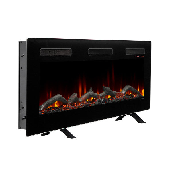 Dimplex Sierra 60" Wall-Mount/Tabletop Linear Electric Fireplace -X-SIL60- Right View With Logs Fuel Bed Table Top