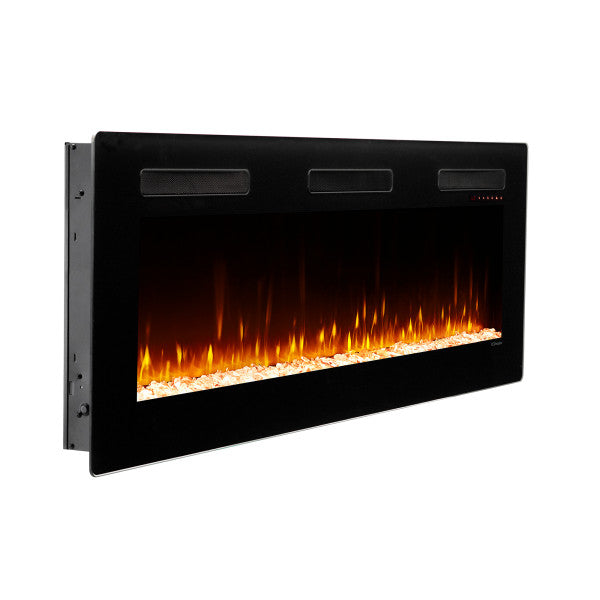 Dimplex Sierra 60" Wall-Mount/Tabletop Linear Electric Fireplace -X-SIL60- Right View With Rocks Fuel Bed Wall Mount