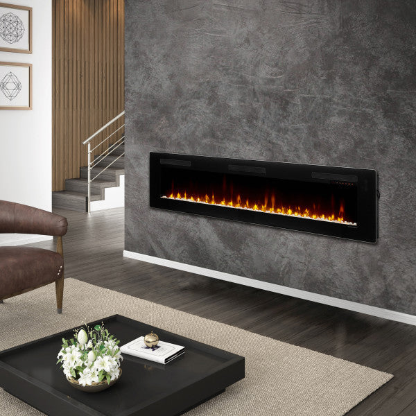 Dimplex Sierra 72" Wall-Mount/Tabletop Linear Electric Fireplace -X-SIL72- Concrete Wall