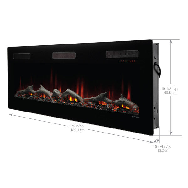 Dimplex Sierra 72" Wall-Mount/Tabletop Linear Electric Fireplace -X-SIL72- - Dimensions