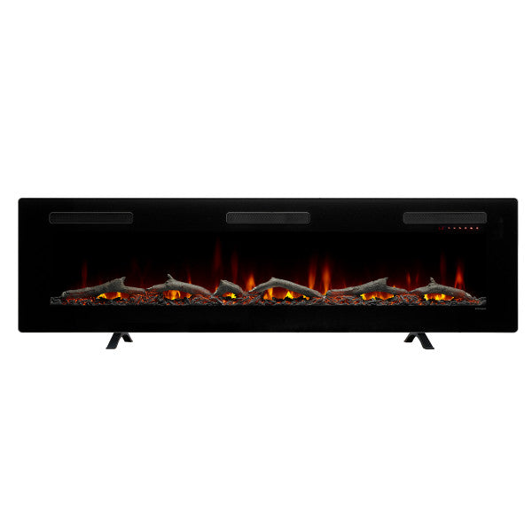 Dimplex Sierra 72" Wall-Mount/Tabletop Linear Electric Fireplace -X-SIL72- Front View With Logs Fuel Bed Table Top