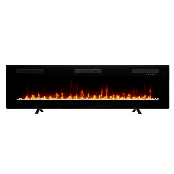 Dimplex Sierra 72" Wall-Mount/Tabletop Linear Electric Fireplace -X-SIL72- Front View With Rocks Fuel Bed Table Top
