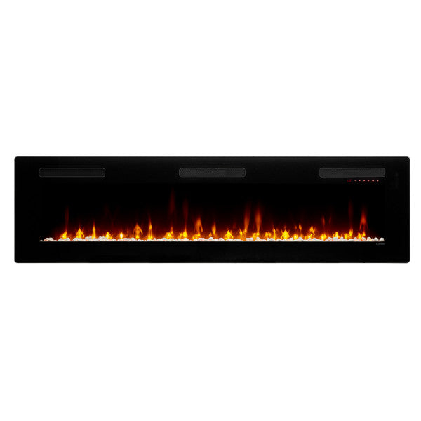 Dimplex Sierra 72" Wall-Mount/Tabletop Linear Electric Fireplace -X-SIL72- Front View With Rocks Fuel Bed Wall Mount