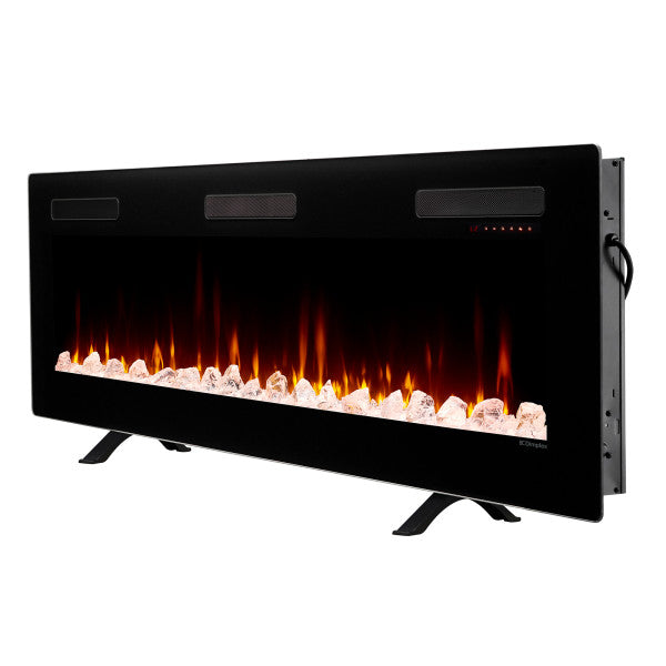 Dimplex Sierra 72" Wall-Mount/Tabletop Linear Electric Fireplace -X-SIL72- Left View With Glass Fuel Bed