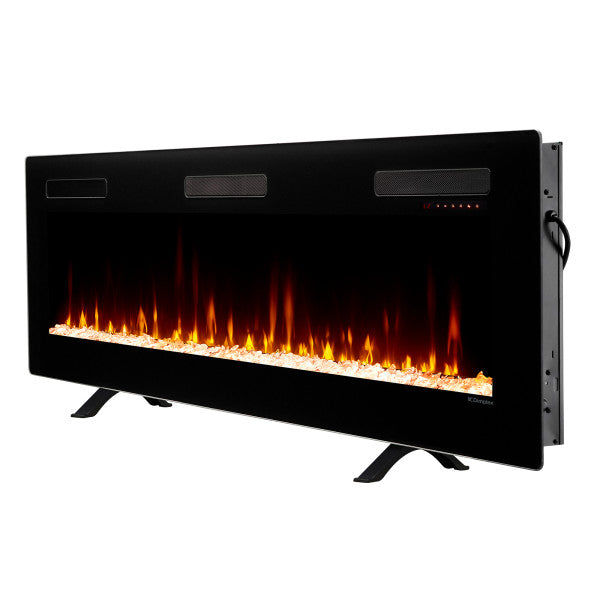 Dimplex Sierra 72" Wall-Mount/Tabletop Linear Electric Fireplace -X-SIL72- Left View With Glass Fuel Bed Table Top
