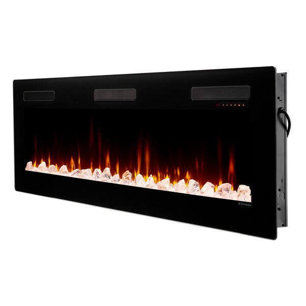 Dimplex Sierra 72" Wall-Mount/Tabletop Linear Electric Fireplace -X-SIL72- Left View With Glass Fuel Bed Wall Mount