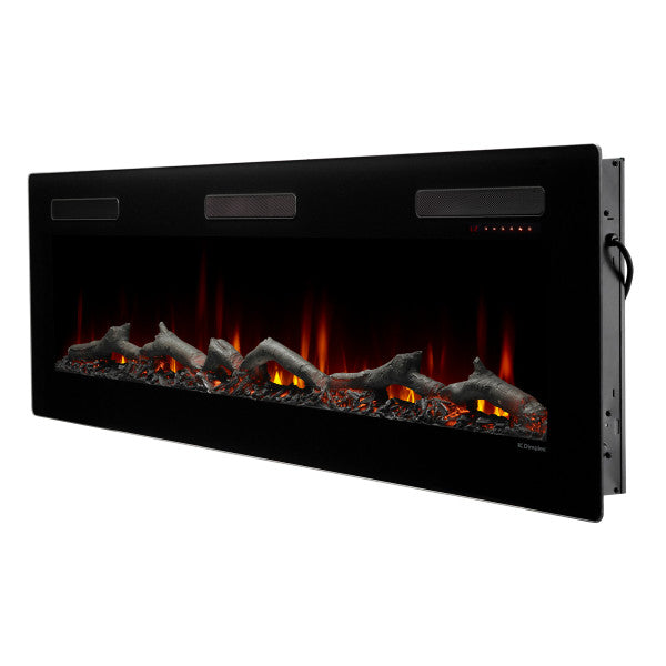 Dimplex Sierra 72" Wall-Mount/Tabletop Linear Electric Fireplace -X-SIL72- Left View With Logs Fuel Bed Wall Mount