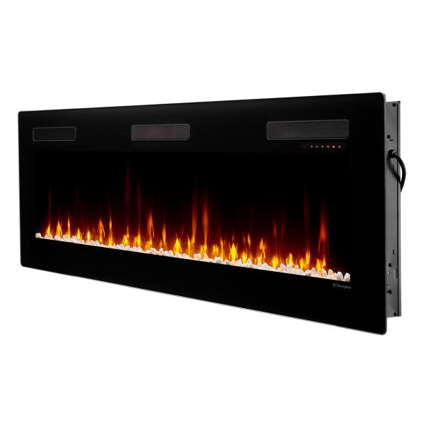 Dimplex Sierra 72" Wall-Mount/Tabletop Linear Electric Fireplace -X-SIL72- Left View With Rocks Fuel Bed Wall Mount