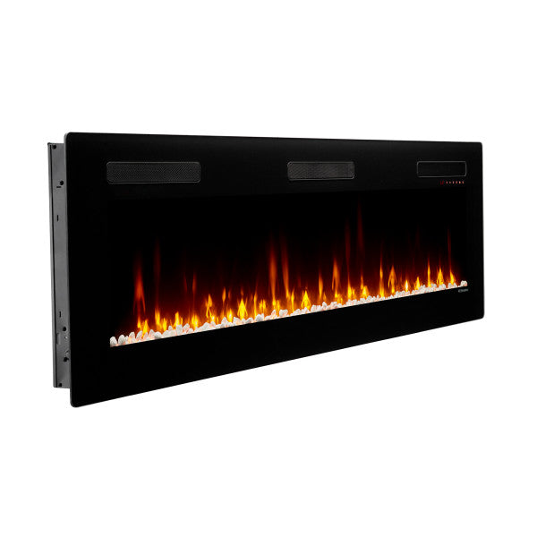Dimplex Sierra 72" Wall-Mount/Tabletop Linear Electric Fireplace -X-SIL72- Right View With Rocks Fuel Bed Wall Mount