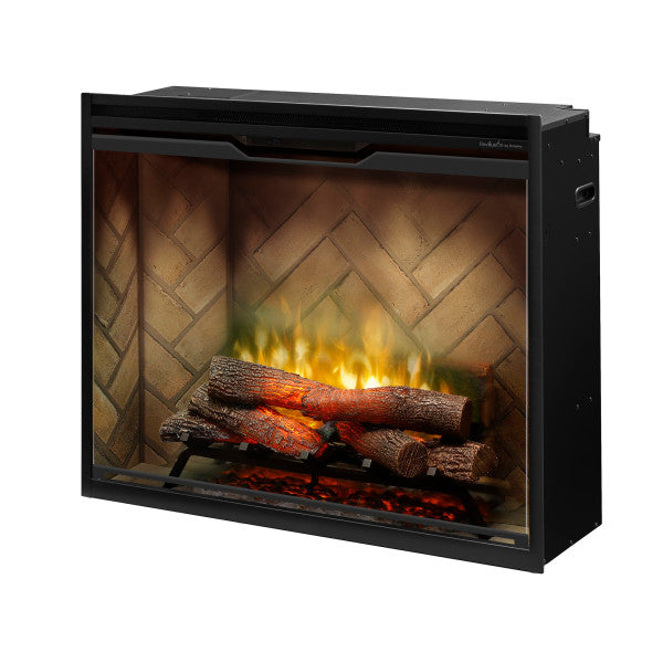 Dimplex Revillusion 36" Portrait Built-In Firebox Herringbone with Front Glass and Plug Kit