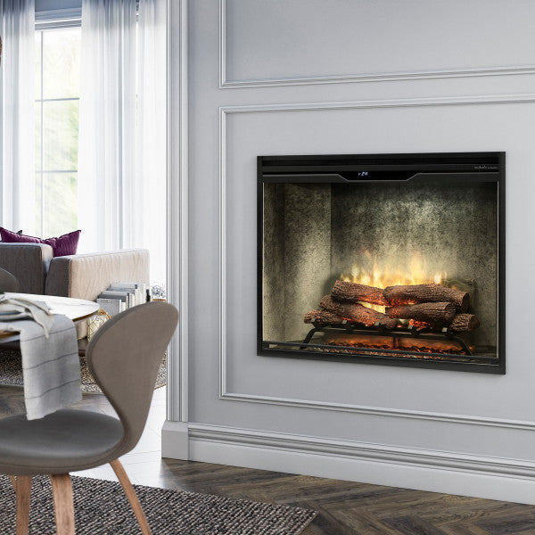 Dimplex Revillusion 36" Portrait Built-In Firebox Weathered Concrete with Front Glass and Plug Kit