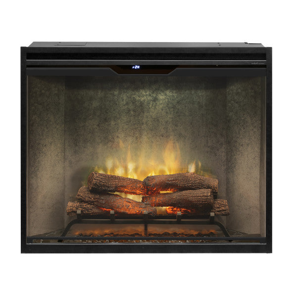 Dimplex Revillusion 36" Portrait Built-In Firebox Weathered Concrete with Front Glass and Plug Kit