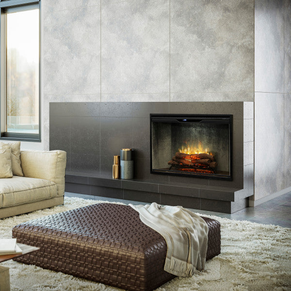 Dimplex Revillusion 42" Built-In Firebox - Weathered Concrete - With Front Glass and Plug Kit