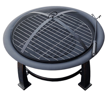 Hiland 30" Wood Burning Firepit with Cooking Grate-FT-235- Main View