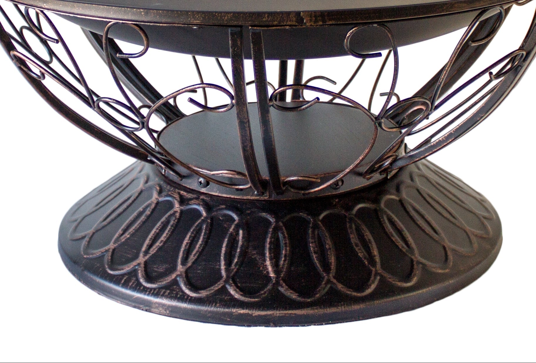 Hiland 30" Wood Burning Firepit with Scroll Design-FT-022- Close Up Detail