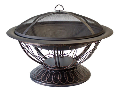 Hiland 30" Wood Burning Firepit with Scroll Design-FT-022- Main View