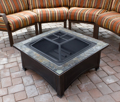 Hiland 36" Slate Top Wood Burning Firepit- FT-51133D- Lifestyle Patio