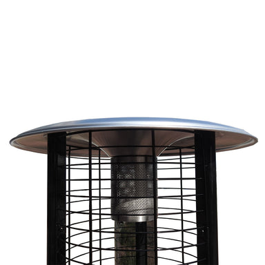 Hiland 77" Tall Round Commercial Glass Cylinder Patio Heater in Hammered Bronze with Clear Tube- HLDS01-GCH-BRZ- Close up Detail