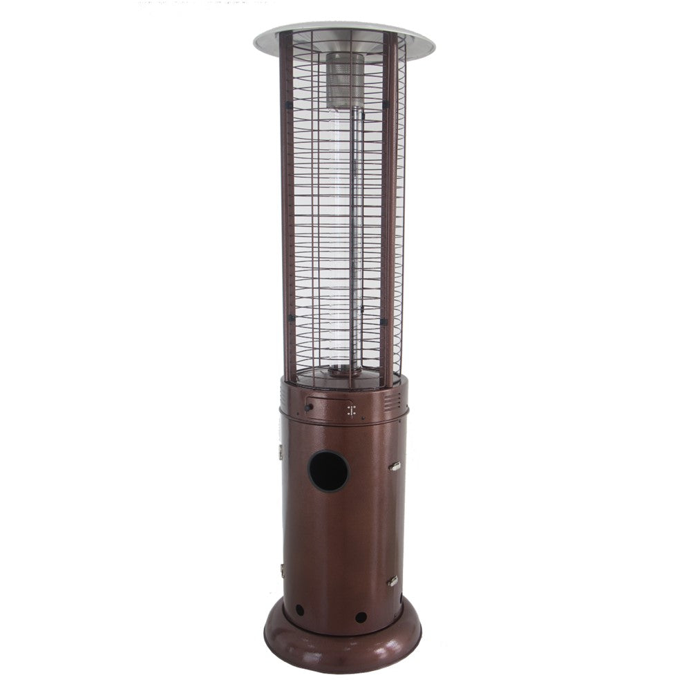 Hiland 77" Tall Round Commercial Glass Cylinder Patio Heater in Hammered Bronze with Clear Tube- HLDS01-GCH-BRZ- Main View