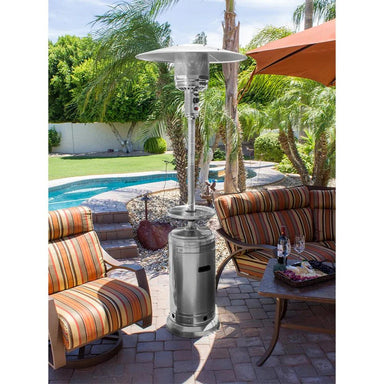 Hiland 87" Tall Outdoor Patio Heater with Metal Table - Stainless Steel - HLDS01-BS - Lifestyle Pool