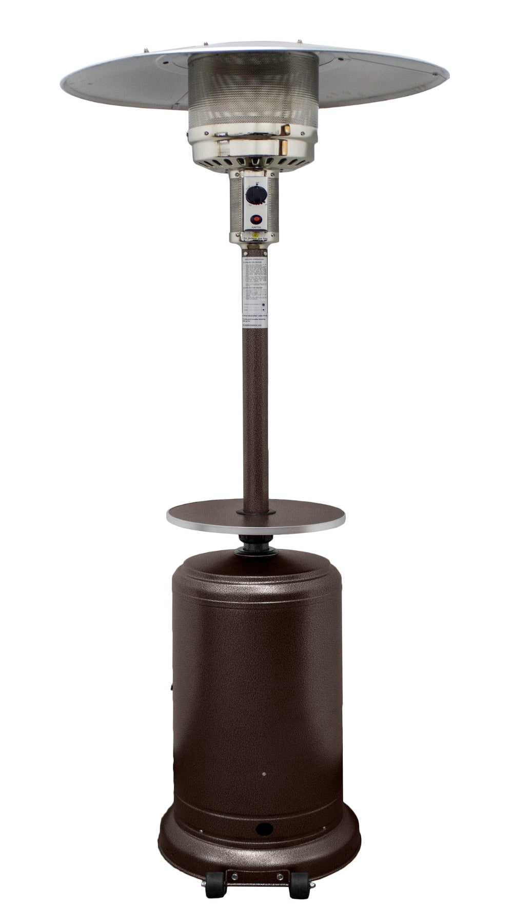 Hiland 87" Tall Outdoor Patio Heater with Table -HLDS01-CGT- Hammered Bronze- Main View